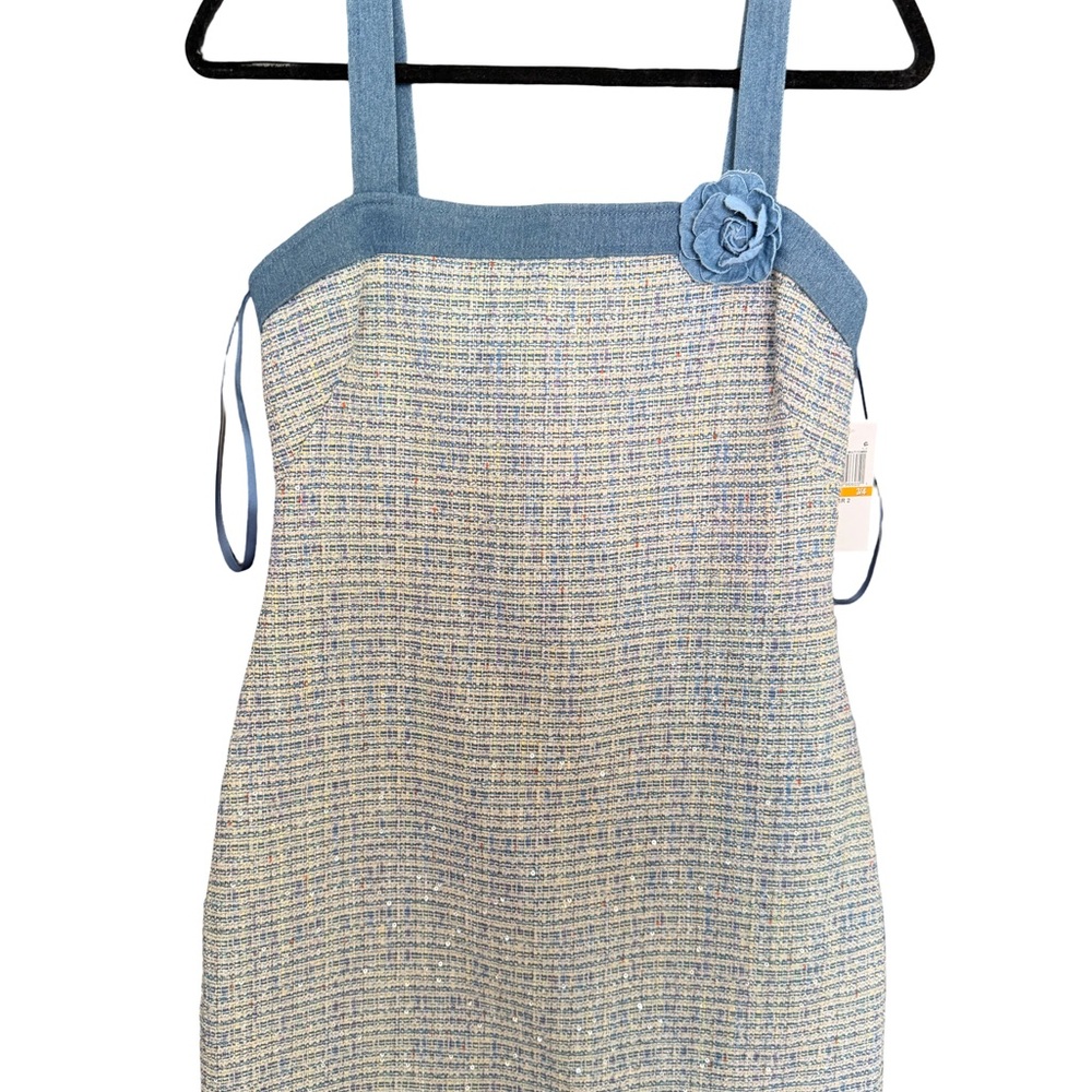 Macy's Blue and Cream Mini Dress